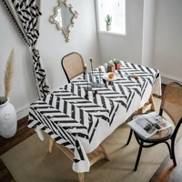 cotton and linen tablecloth printing black and white geometric simple tablecloth restaurant fabric dinning table set decorating