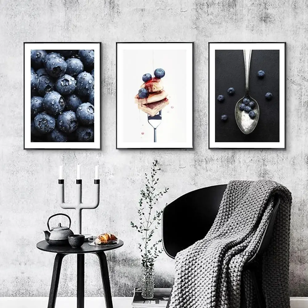 

Still Life Fruit Blueberry Art Posters and Prints Nordic Food Cakes Canvas Paintings Wall Art Pictures Living Room Home Decor