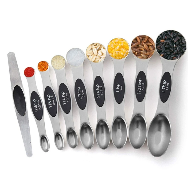

Magnetic Measuring Spoons Set Dual Sided Tablespoon Teaspoon Set Of 9 Stainless Steel 85LD