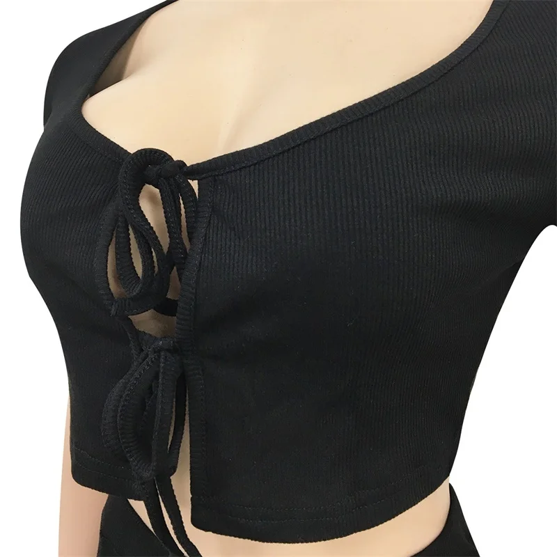 Комплект из двух предметов женский новый однотонный трикотажный облегающий