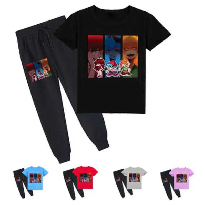 

Shooting Game Friday Night Funkin Clothes Kids Tracksuit Teenager Boys Short Sleeve Tops +pants 2pcs Sets Toddler Girls Outfits