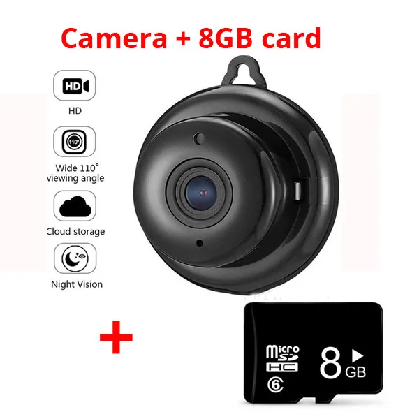 Camera add 8gb card Wi-Fi мини-камера 1080P 960P P2P Видеокамера Беспроводной Детский Монитор мини-камера инфракрасного ночного видения Домашняя безопасность Обнаружение движения - Цвет: Camera add 8gb card