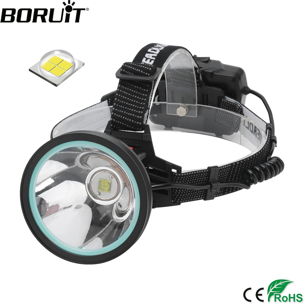 Налобный фонарь BORUiT KC09 XHP90.2 светодиодный 3 режима движения внешний аккумулятор