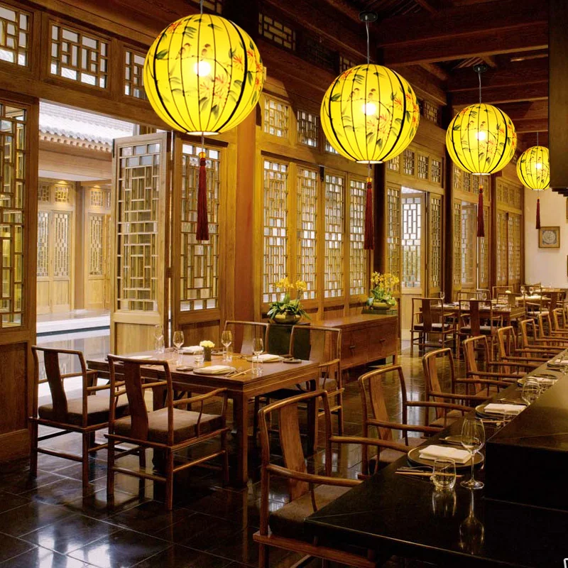 Подвесная лампа в форме шара креативный светильник из китайской ткани для