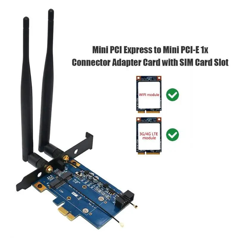 Мини адаптер PCI E для Mini Express мини карта со слотом SIM карты модуля Wi Fi Plug and Play