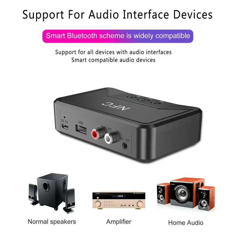 Беспроводной Bluetooth 5 0 ресивер RCA NFC 3 мм разъем Aux USB аудио адаптер 2RCA порт