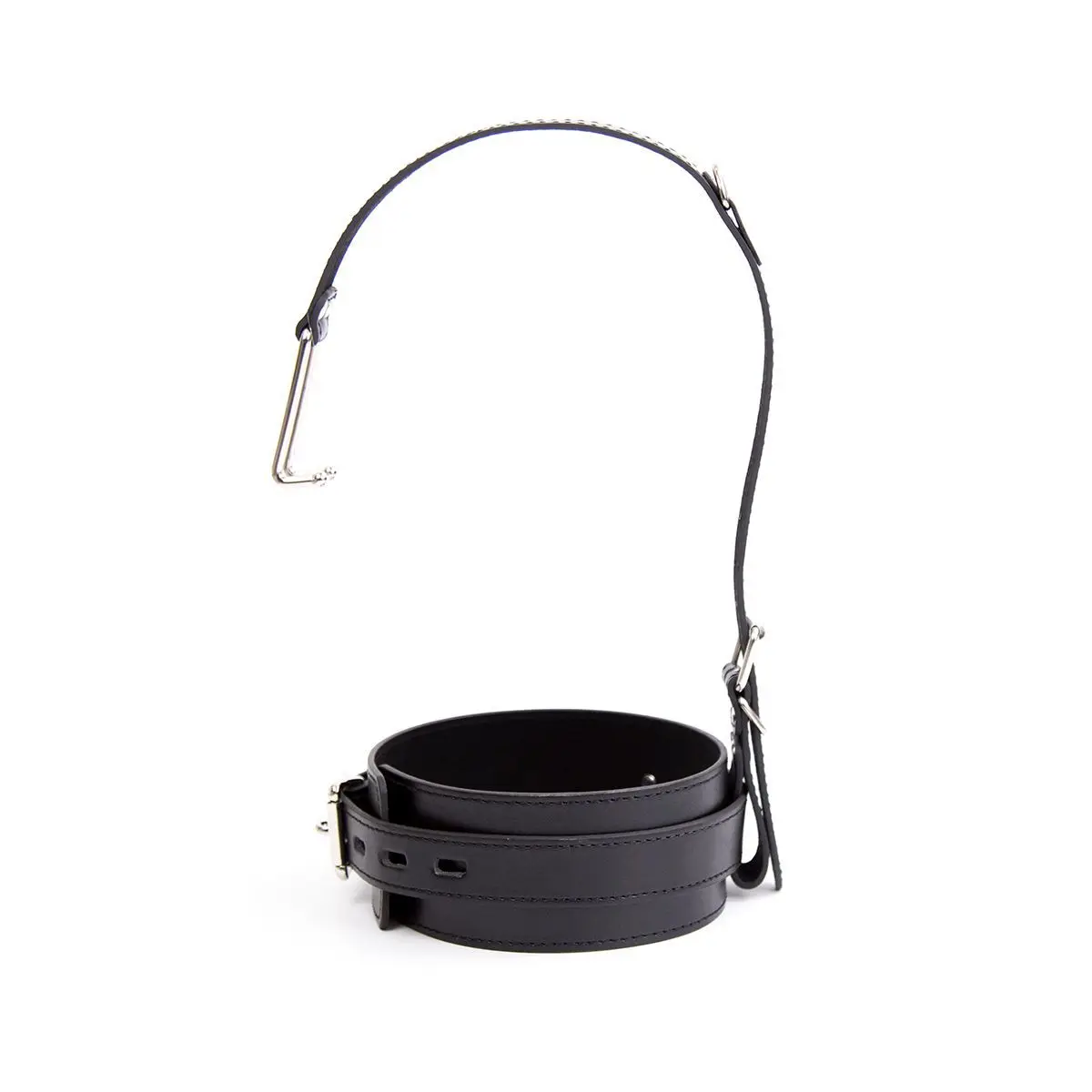 Кожаный чокер для рабства ошейник с гладким носовым крючком из нержавеющей стали