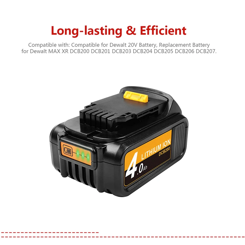 Сменный аккумулятор DCB200 DCB180 XRP 4000 мАч для Dewalt DCB182 DCB204 DCB205 DCB206 DCB205-2 DCD985B DCD771C2 DCS355D1