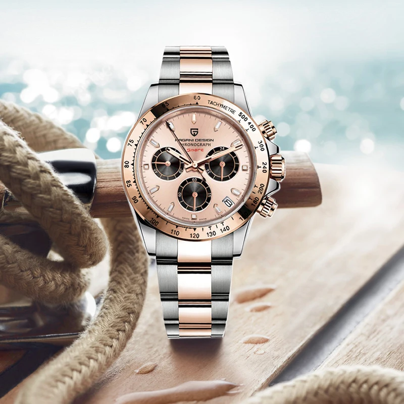2020 Rose Gold PAGANI DESIGN Luxury Mens watches Top Brand Quartz Watch Men Chronograph Business wristwatch men Automatic Clock