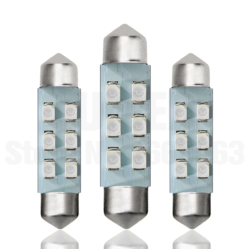 10x Автомобильный светодиодный фестон C5W 6 LED 2835 1210 SMD салона Купол лампы для чтения