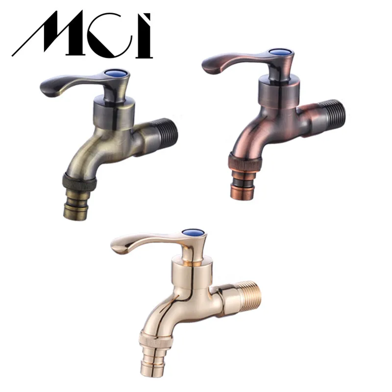 

Carved Wall Mount Bibcock Brass Retro Tap Decorative Outdoor Garden Faucets Washer Mop Luxury Antique Toilet Faucet MCI