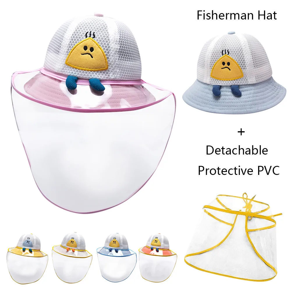 

LONSANT Kids Protective hats Cartoon rice ball pattern Anti-spitting Fisherman Hat Removable Dustproof Cover Baby Boys Girls Cap