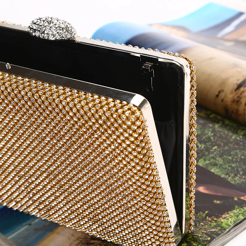 GLOIG full of diamonds women eveningbags flap design rhinestones day clutch with chain shoulder handbags party bags