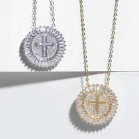 full rhinestone pendant necklace cross crystal hollow out shinny chain women wedding jewelry fashion choker gift