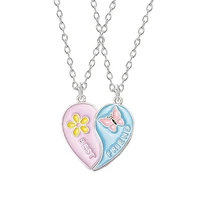 2020 new fashion best friend necklace simple heart shaped butterfly flower stitching alloy pendant bff friendship jewelry gift