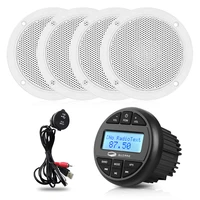 marine radio waterproof boat stereo bluetooth receiver fm car mp3 playerextension usb audio cable2pairs 4inch marine speakers