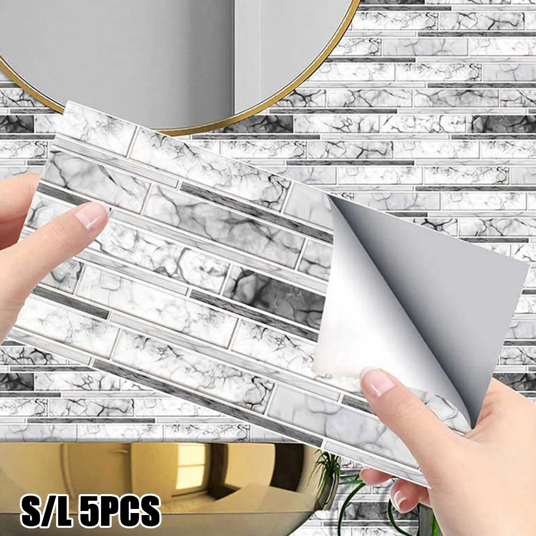 

5Pcs/Set 15*30cm Wall Sticker Kitchen Tile Stickers Bathroom Mosaic Sticker Wall Decor For The TV Wall