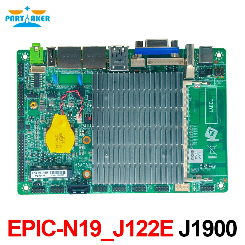 Partaker EPIC-N19_J122E Dual LAN 2*COM Embedded Fanless 3.5 Inch J1900 Motherboard with EDP