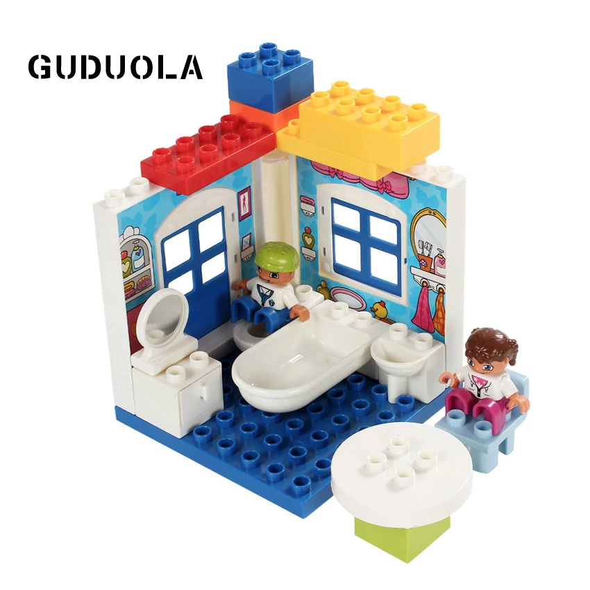 

GUDUOLA Big Bricks 16dots Thick Window Set Amusement Park Accessory Window Home Bricks Playmobil Toys Building Block 4pcs/lot