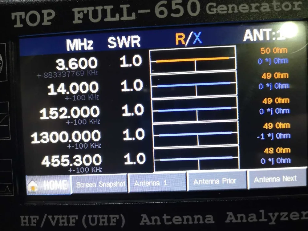 HF/VHF/UHF 4," сенсорный ЖК-дисплей 0,1-1300 МГц 1,3 ГГц ANT SWR Векторный анализатор антенны метр+ 3000 мАч аккумуляторная батарея