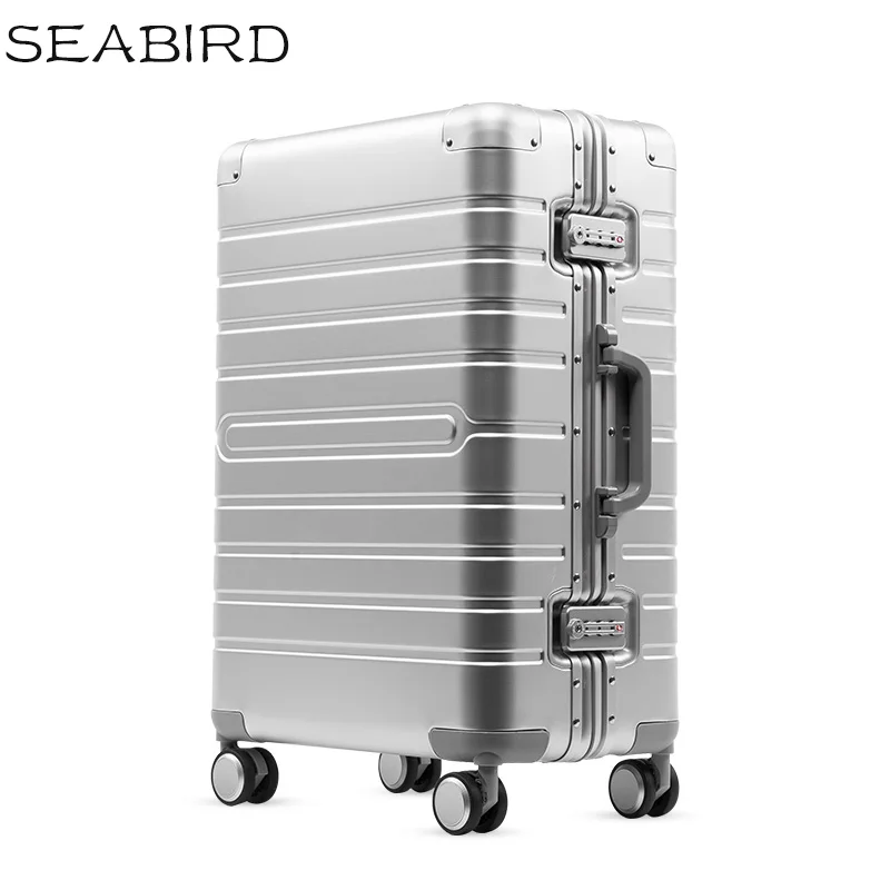 Алюминиевый Дорожный чемодан Спиннер SEABIRD 100% дюйма 24 28 дюймов с колесом|Чемоданы