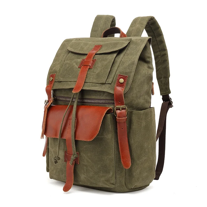 

Backpacks Mens Europe Canvas Leather Laptop Bgas Daypacks Waterproof Canvas Rucksacks Large Waxed Travel Back Packs Bag