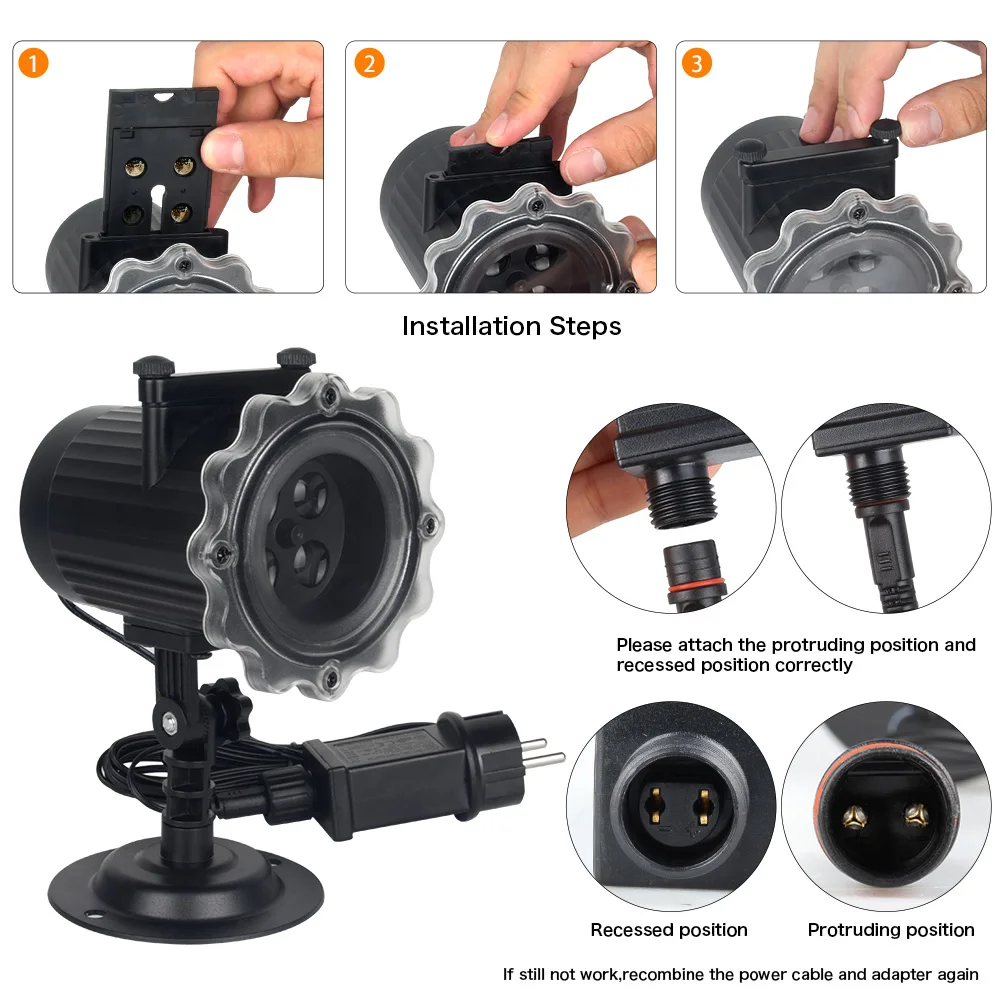 12 узоров Рождественский лазерный проектор анимационный эффект IP65