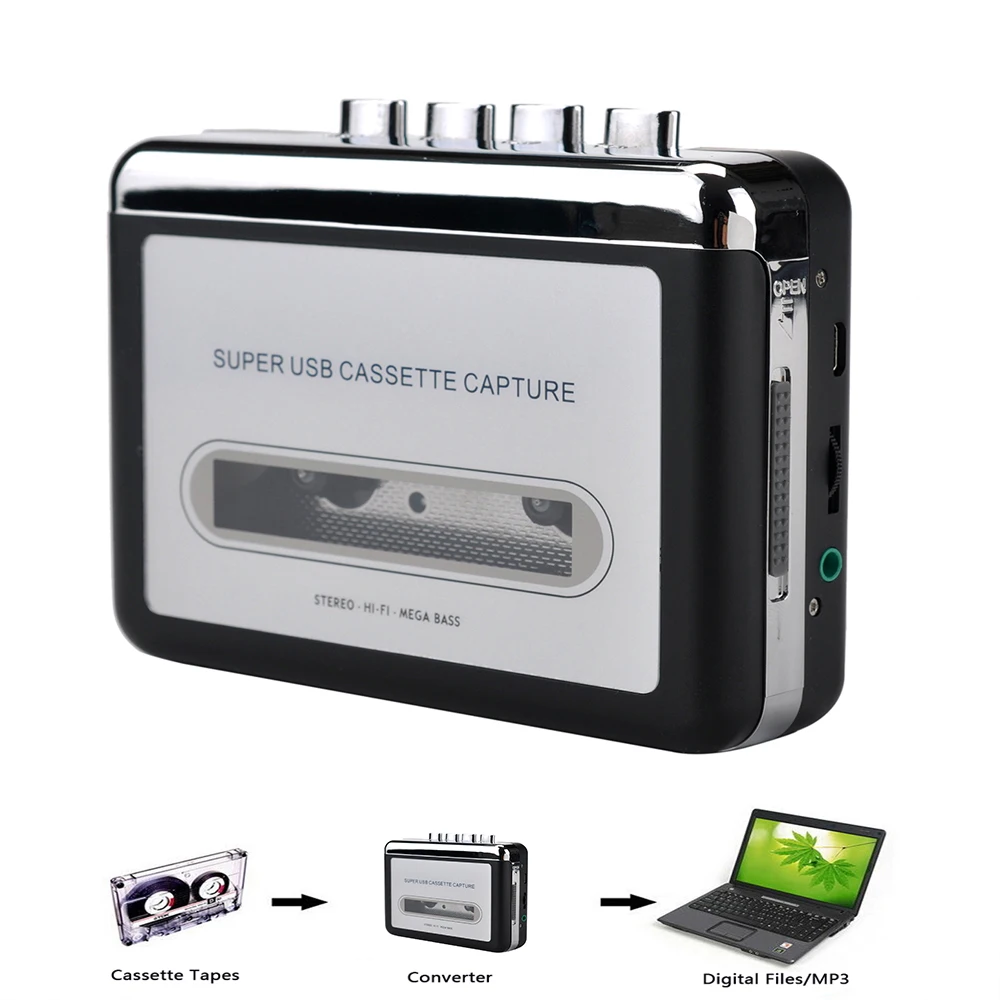 

Cassette Player Cassette to MP3 Converter Capture Audio Music Player Convert Tape Cassette on tape to PC Laptop Via USB