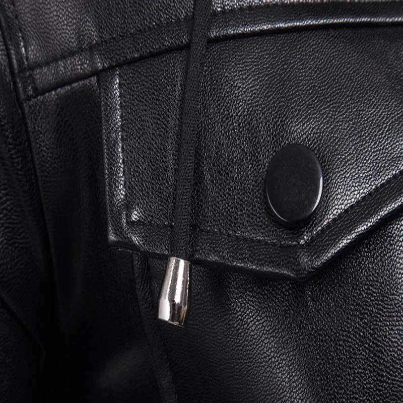 

Men's Hooded Motorcycle Leather Jacket Multi-pocket Black PU BROWN Leather Jacket Coat Plus Size 5XL Chaqueta De Los Hombres