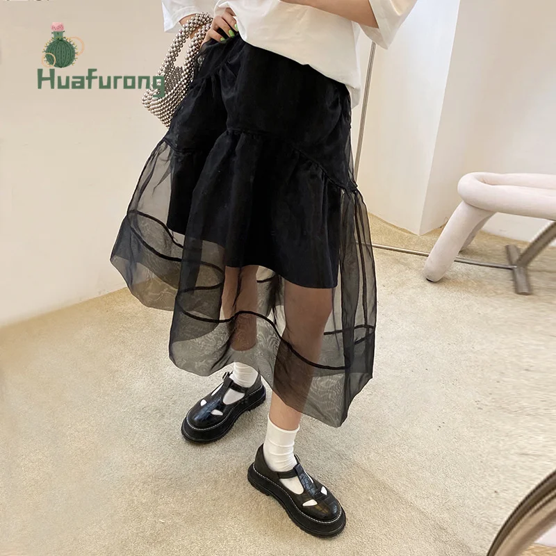 

Женская юбка с асимметричным подолом, черная Свободная белая юбка из двух частей с высокой талией, лето 2021