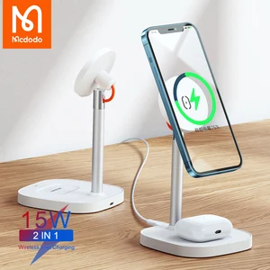 mcdodo 2 in 1 magnetic wireless charger stand for iphone 11 12 13 pro max airpods pro 15w qi fast charging wireless charge dock free global shipping