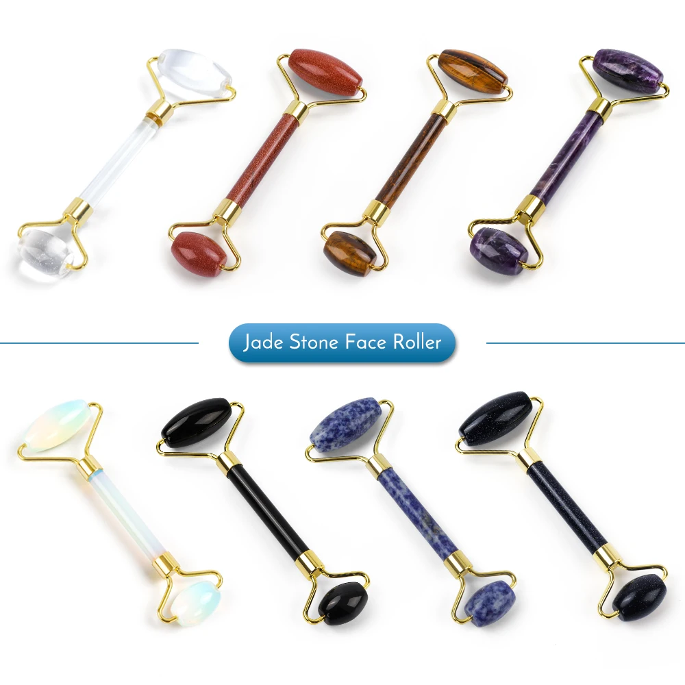 

Jade Stone Face Roller Massager Facial Slim Lifting Tool Natural Amethyst Jade Roller Stone Wrinkle Remove Skin Beauty Care Tool