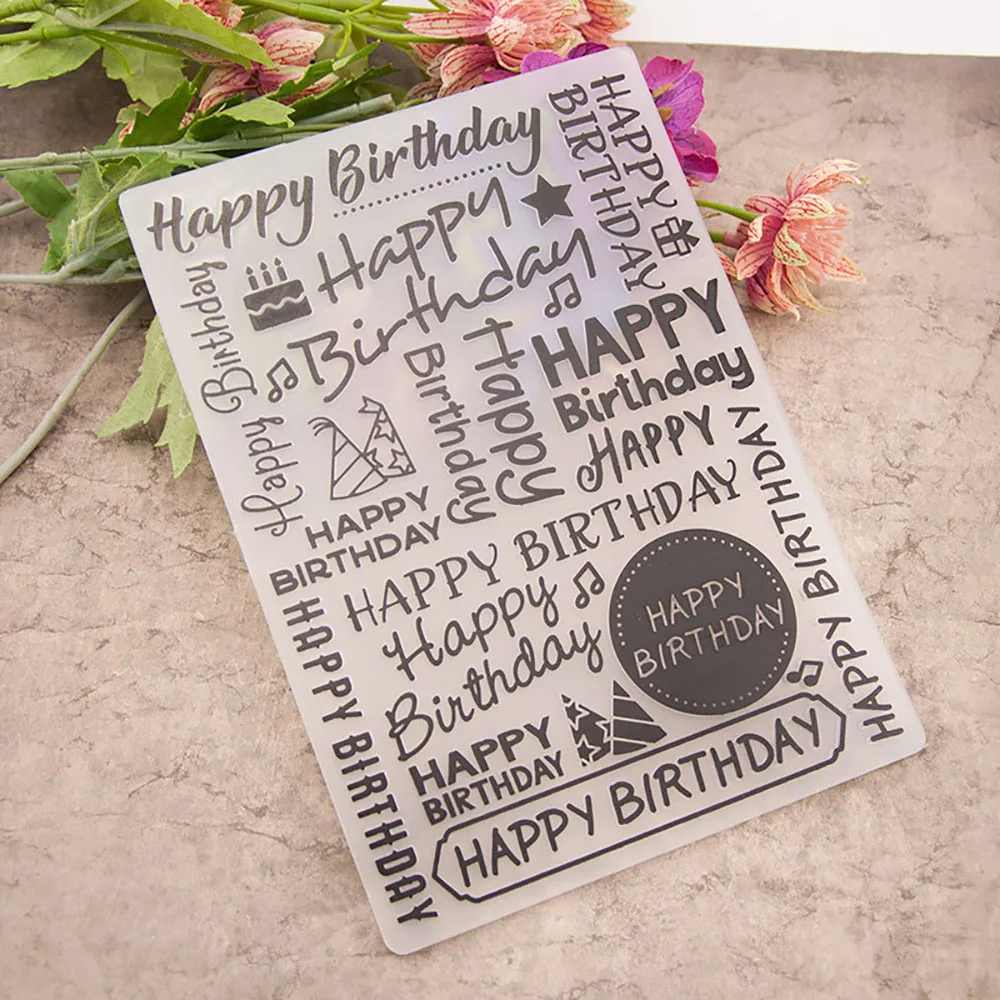 Plastic Happy Birthday Pattern Embossing Template DIY Creative Folders For Nail Art Printing Decoration | Дом и сад