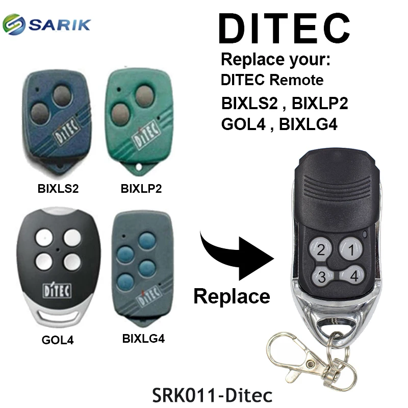 DITEC GOL4 BIXLG4 BIXLP2 BIXLS2 прокатный код 433 МГц пульт дистанционного управления