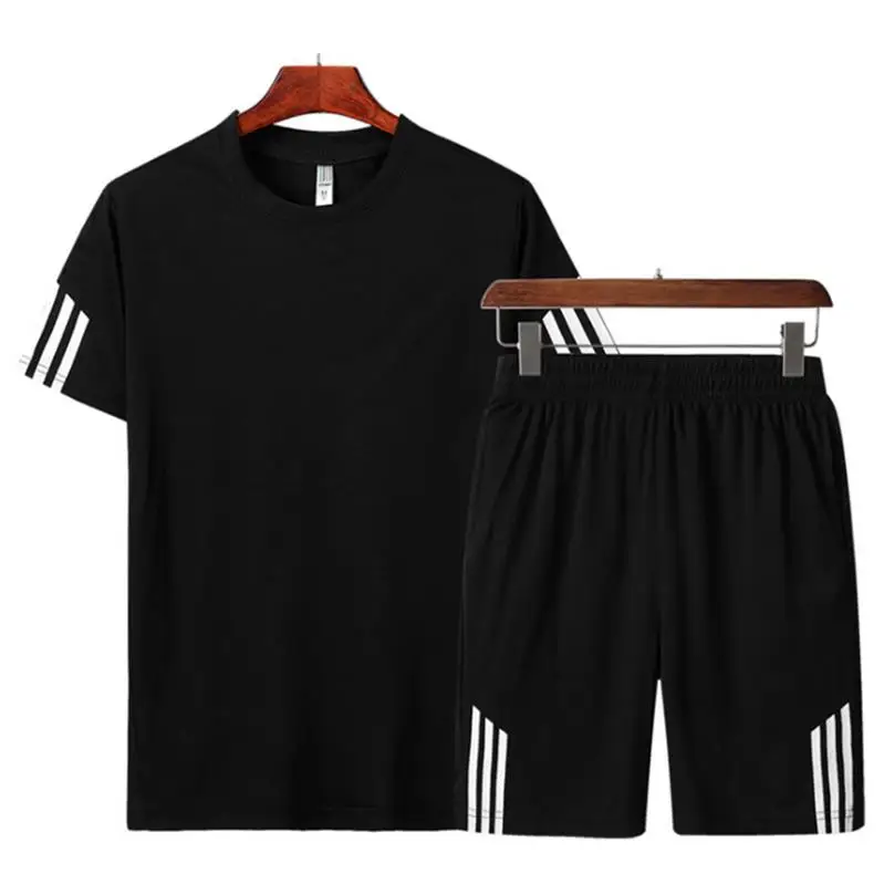 2019 New Summer Men Set 2PC Sporting Suit Short Sleeve T shirt+Shorts Two Piece Sweatsuit+Pants Quick Drying Tracksuit | Мужская одежда