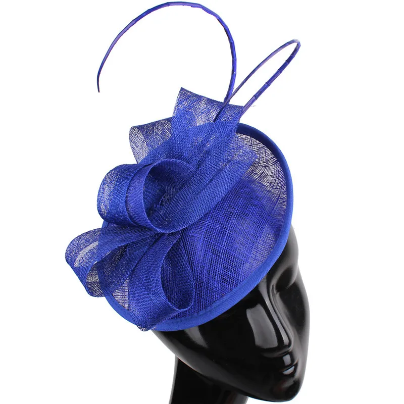 

Sinamay Millinery Cocktail Hat Fascinator Headwear Clips Women Race Church Bridal Feather Accessories New High Quality Millinery