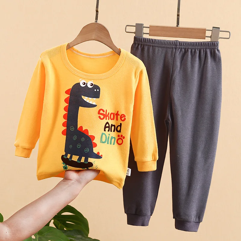 Autumn New Big Children's Underwear Set Qiu Yi Long Trousers Children Printing Home Wear Pajamas Children's Clothing Wholesale