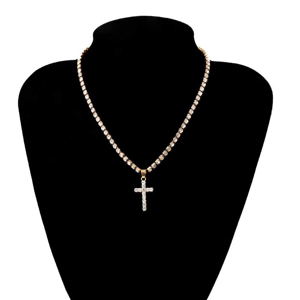 2020 Fashion Gold Color Crystal Cross Asylum Simple Pendant Necklaces For Women Necklace Female Boho Vintage Jewelry Gift |