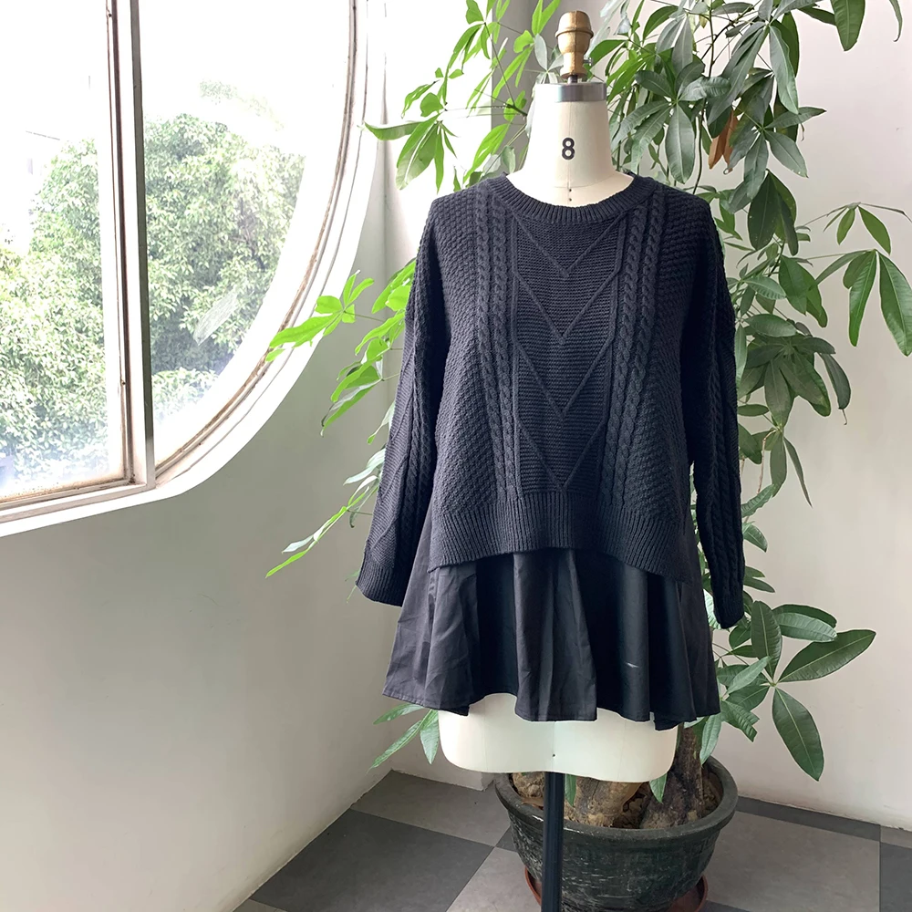 Осенний Черный женский свитер с длинным рукавом корейский Модный пуловер