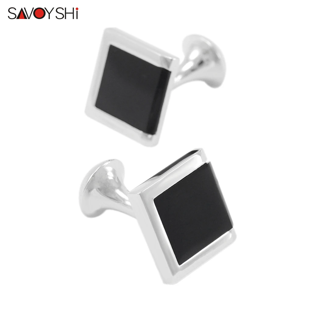 

Качественные запонки SAVOYSHI с черным камнем для мужчин, особый подарок, запонки, квадратные запонки, фирменные запонки, Бесплатная гравировка...