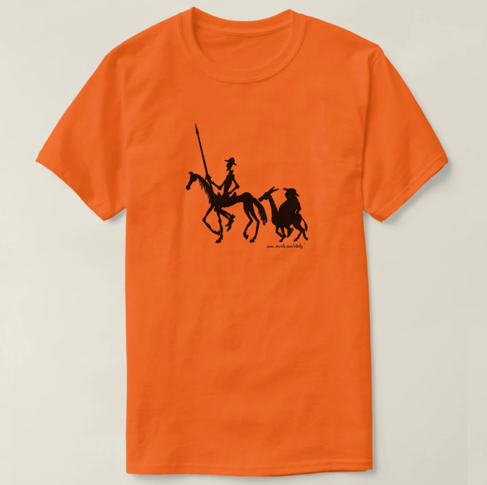 Мужская футболка с принтом хлопковая коротким рукавом Don Quixote and Sancho Panza женская