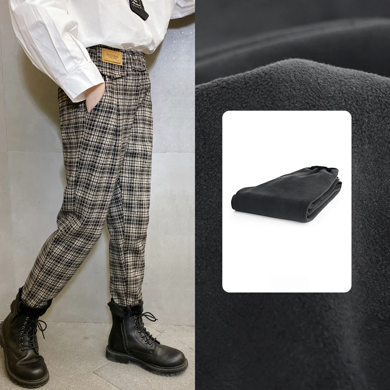 

Корейские зимние теплые вельветовые прямые повседневные штаны для девочек Детские эластичные штаны-шаровары в клетку уличная одежда для д...