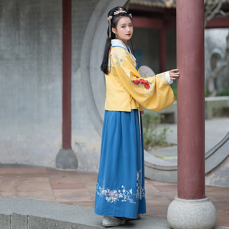 Традиционный танцевальный костюм с вышивкой Hanfu, женское платье феи, народный фестиваль, наряд певцов, Восточное представление, одежда DC3160