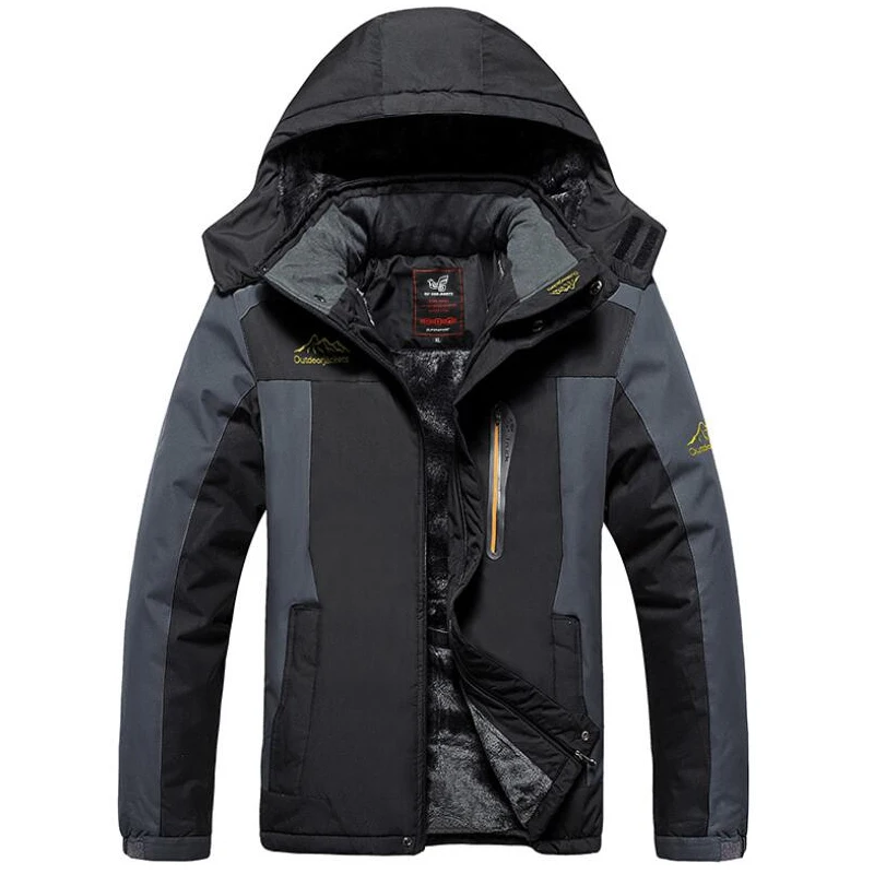 Зимние уличные куртки больших размеров 5XL 6XL 7XL 8XL 9XL утепленные флисовые пальто Мужская Верхняя одежда водонепроницаемая ветровка с капюшоном