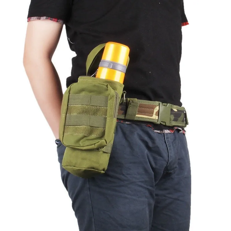 Насос-фляжка для воды "Outdoor Water Bottle Pouch Military Tactical Molle Kettle Case Waist Bag Multifunction Pockets EDC Gear Camping Hiking Riding on"