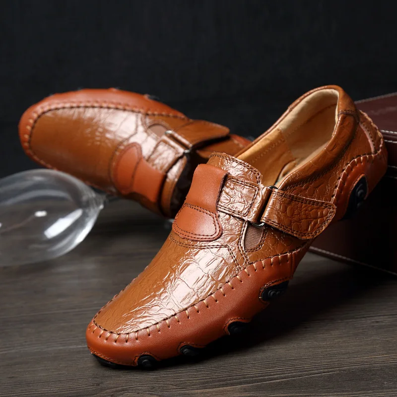 Туфли мужские из натуральной кожи роскошные брендовые дышащие без застежки