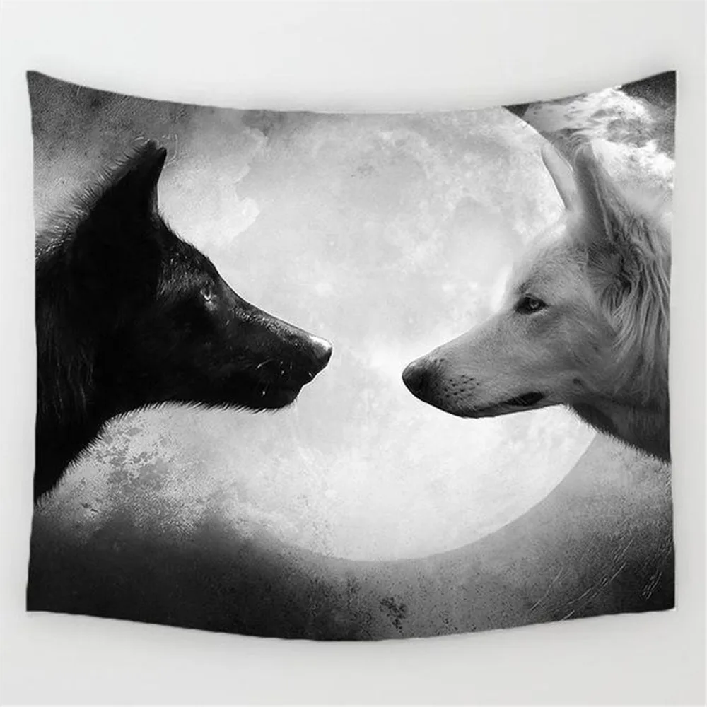 Животные Волк и гобелен с Луной украшение настенный фон Психоделический для
