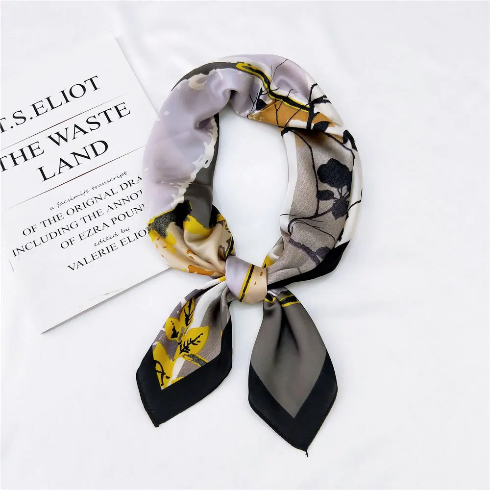 

2021 Women character Silk Scarf Square Foulard Neck Scarves Design Printed Head Kerchief Fashion Girl Handkerchief Hair Bandana