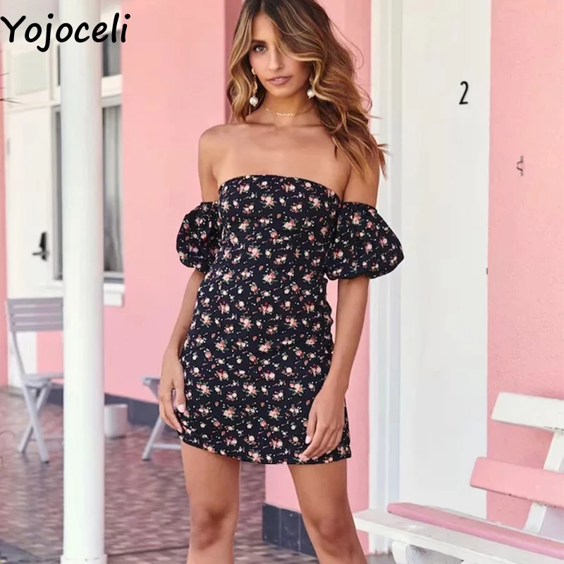 Yojoceli сексуальное элегантное облегающее платье с цветочным принтом женское