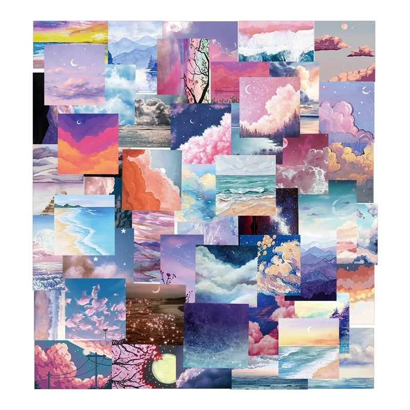 

10/50pcs Landscape Oil Painting Graffiti Stickers for Notebook Motivational Sticker Aesthetic Happy Planner Scrapbooking Vintage